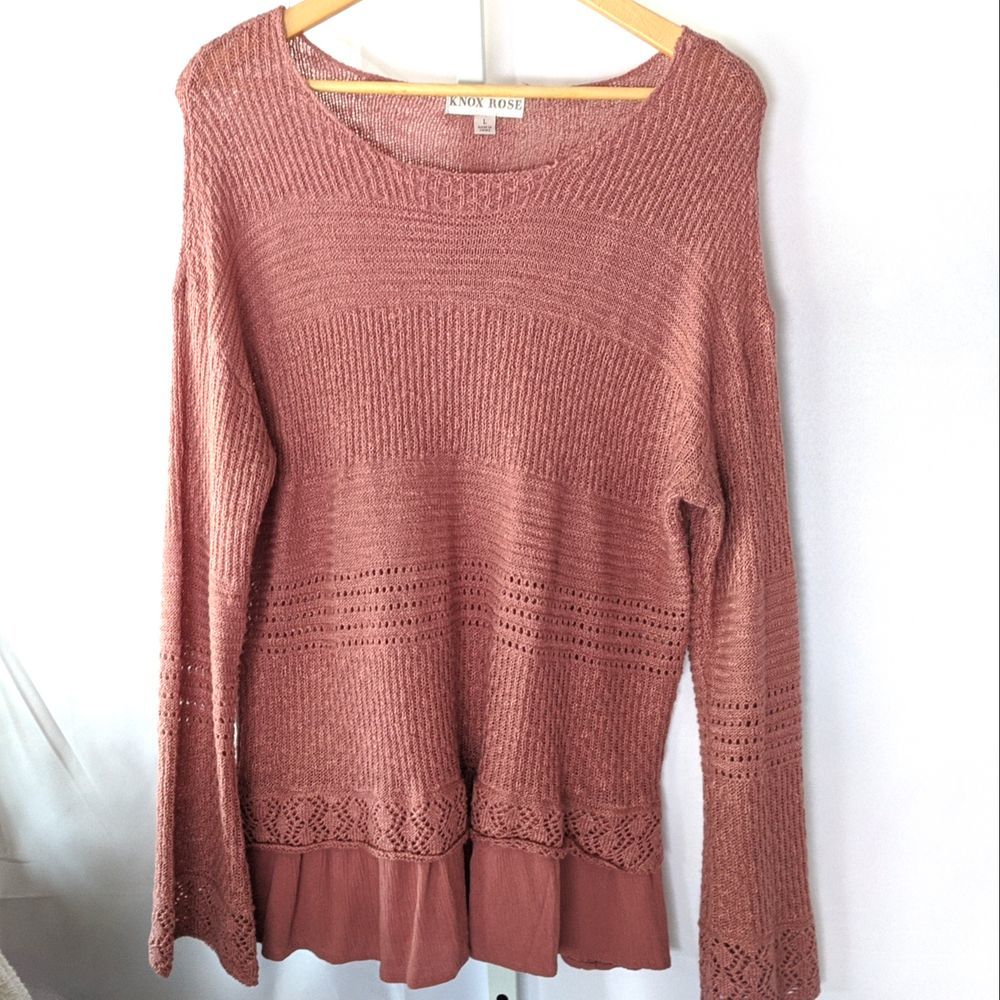 Knox Rose Blush Faux Layer Sweater Large